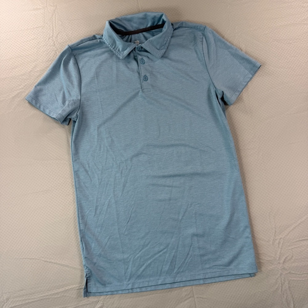 All In Motion Boys Small Blue Striped Short Sleeve Golf Polo Shirt S